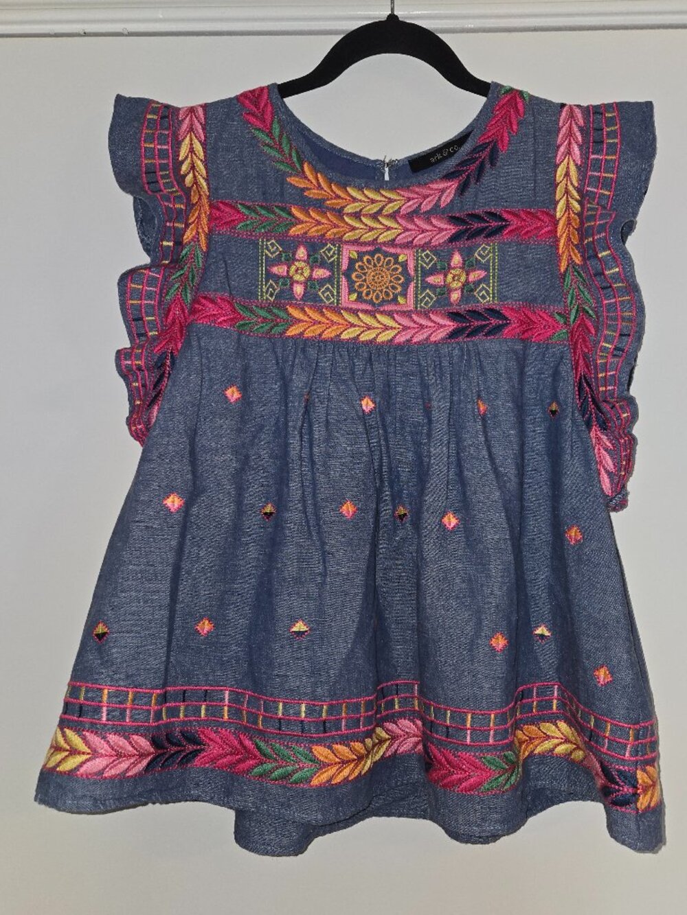 Ark & Co Chambray Embroidered Top